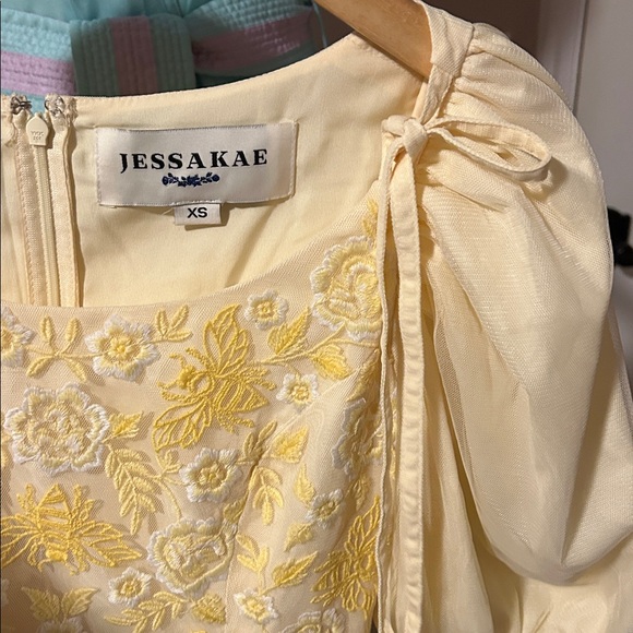 Jessakae Honey Bee Dress yellow mesh puff sleeves XS - Picture 5 of 12
